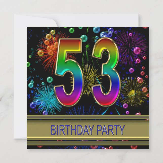 53e fête d'anniversaire Invitation avec bulles (Devant)