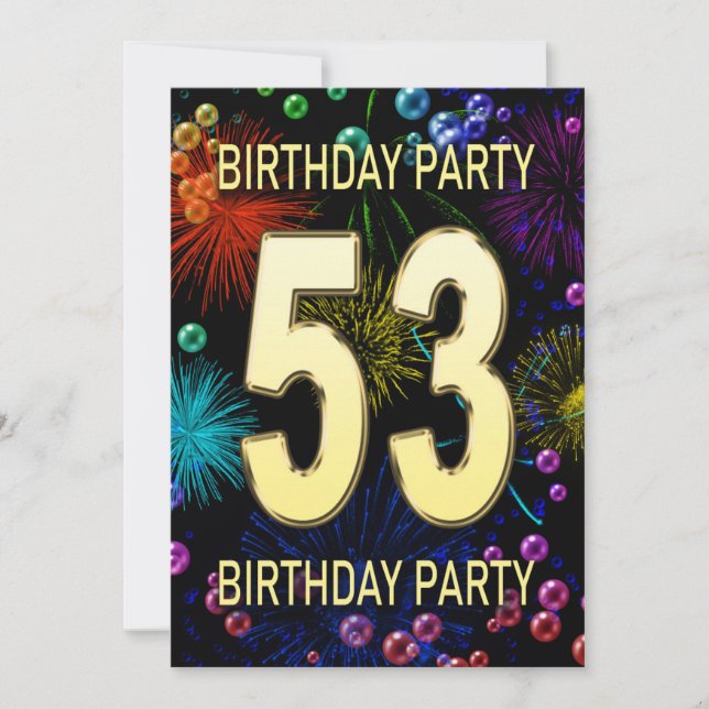 53ème anniversaire fêtards Invitation feux d'artif (Devant)