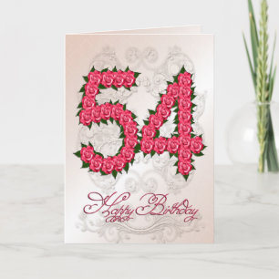54e anniversaire carte avec roses et feuilles