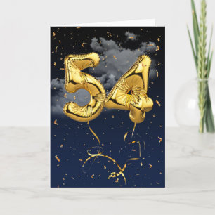 54e Anniversaire Gold Mylar Balloon et carte Confe