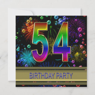 54e fête d'anniversaire Invitation avec bulles