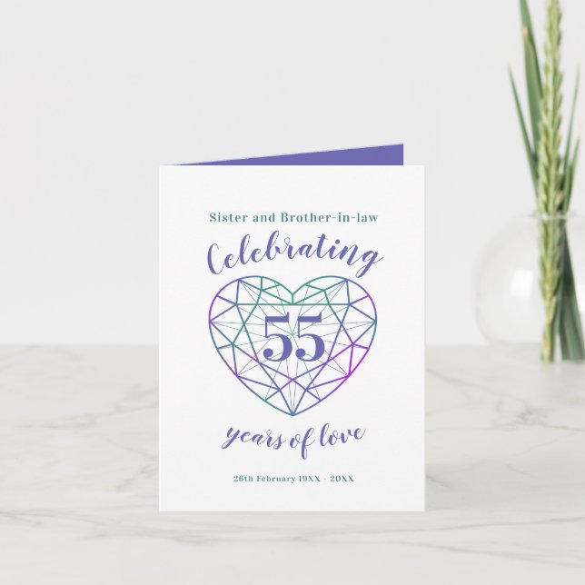 55e anniversaire de mariage 55 ans d'amour carte (Devant)