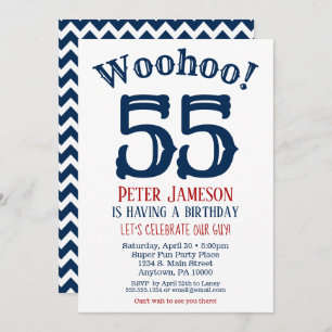 55e anniversaire Invitation Mens Marine Bleu