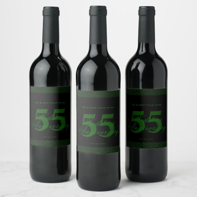 55e anniversaire Mariage Étiquette de vin personna (Bouteilles)