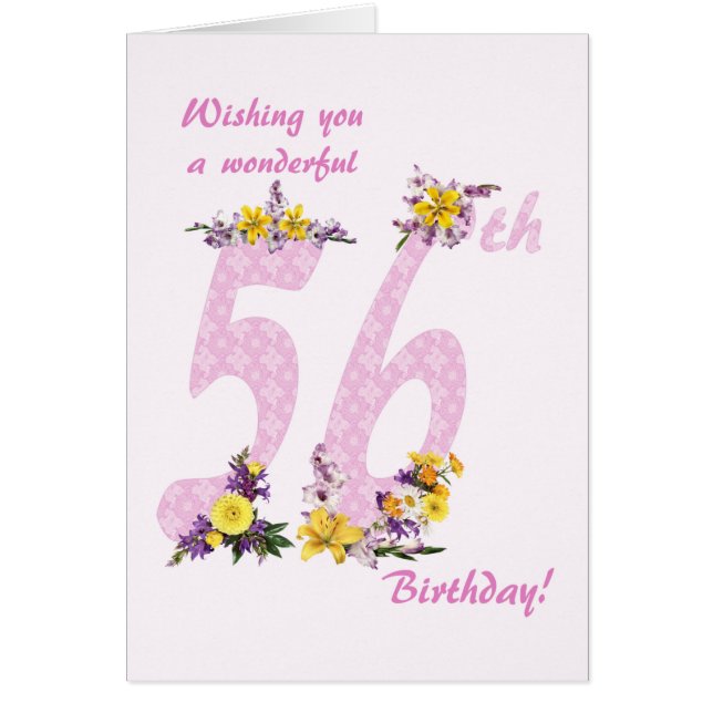 56e anniversaire Fleur Nombre décoré (Devant)