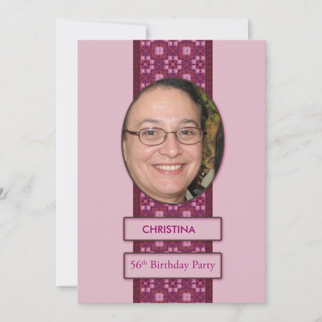 56e anniversaire Invitation de fête Photo et nom (Devant)