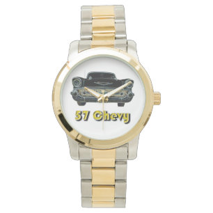 57 Chevy à deux tons avec la montre de ton d'or e