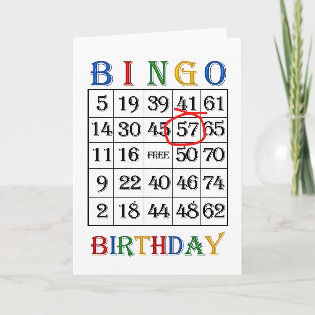 57e anniversaire Carte de Bingo (Devant)