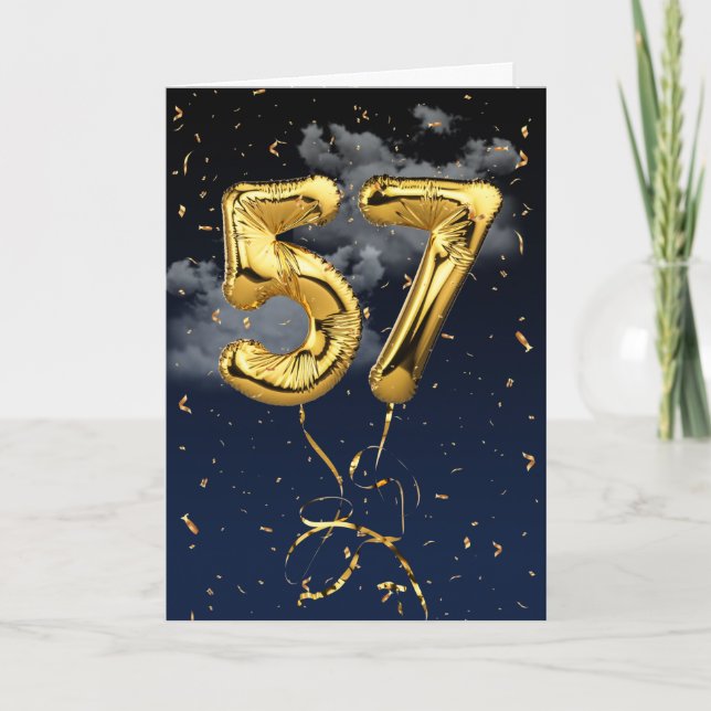 57e Anniversaire Gold Mylar Balloon et carte Confe (Devant)