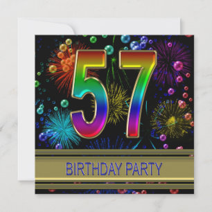 57e fête d'anniversaire Invitation avec bulles