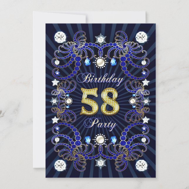 58e anniversaire invitation de fête avec des masse (Devant)
