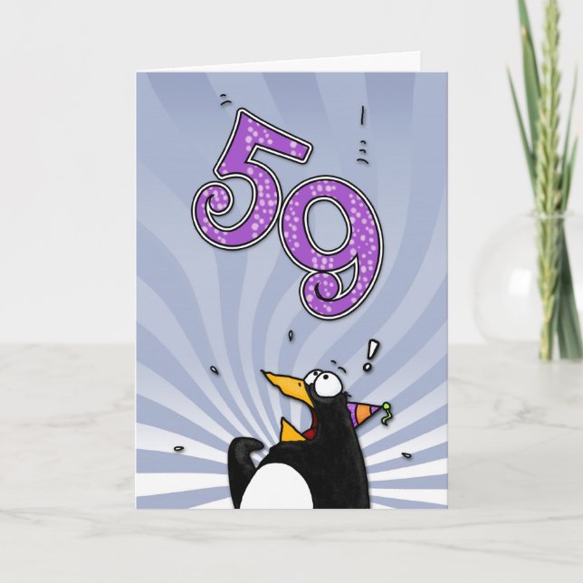 59e anniversaire - Carte de surprise de pingouin (Devant)
