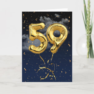 59e Anniversaire Gold Mylar Balloon et carte Confe