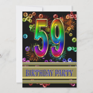 59e fête d'anniversaire Invitation avec bulles