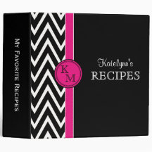Classeur de recette du monogramme rose et noir