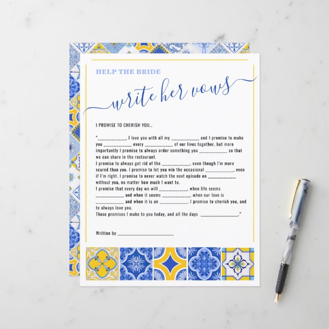 5 Aidez la mariée à écrire son jeu de Fête des mar (Devant/Arrière en situation)