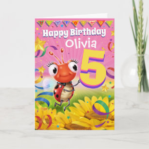 5 ans Carte d'anniversaire personnalisée Gamme Lit