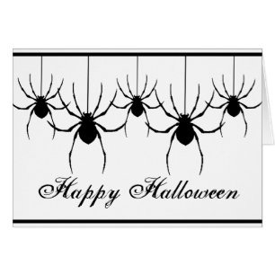 5 Araignées Silhouette Suspendues Carte Halloween