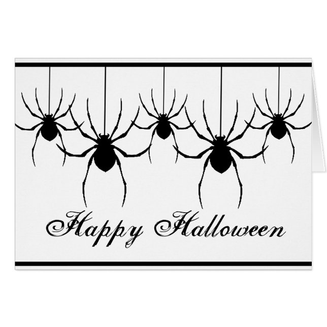 5 Araignées Silhouette Suspendues Carte Halloween (Devant horizontal)