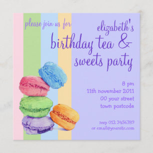 5 bandes de macarons Invitation d'anniversaire