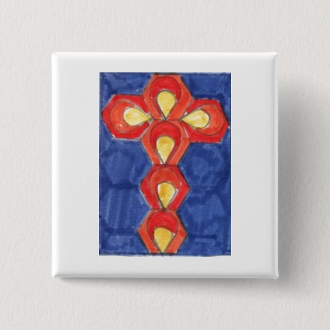 5 Cm Badge Carré Cross Motif (Devant)