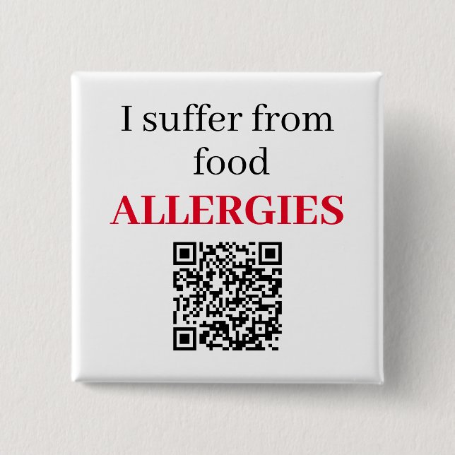 5 Cm Badge carré - Je souffre d'allergies alimentaires  (Devant)
