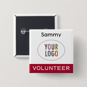 5 Cm Badge de Pinback volontaire avec Logo Carré rouge