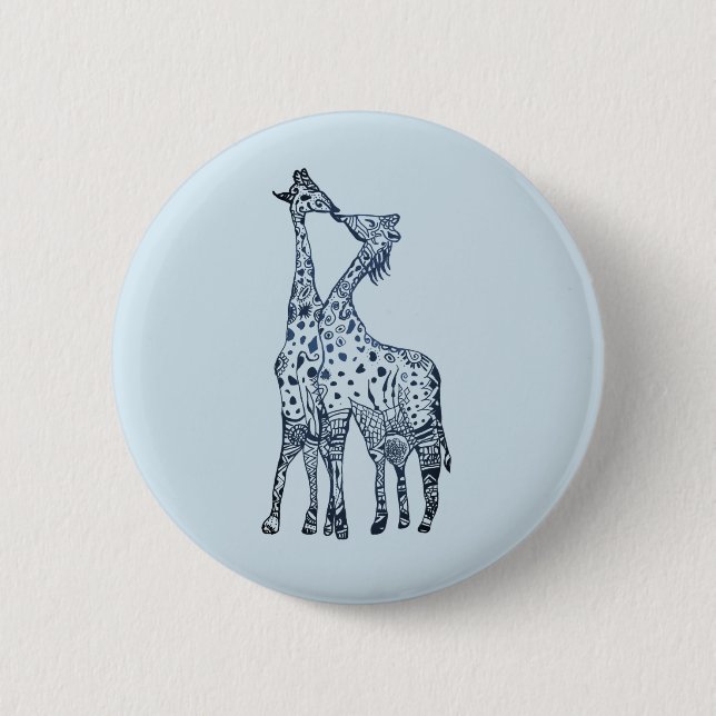 5 Cm Badge rond Kiss Giraffes (Devant)