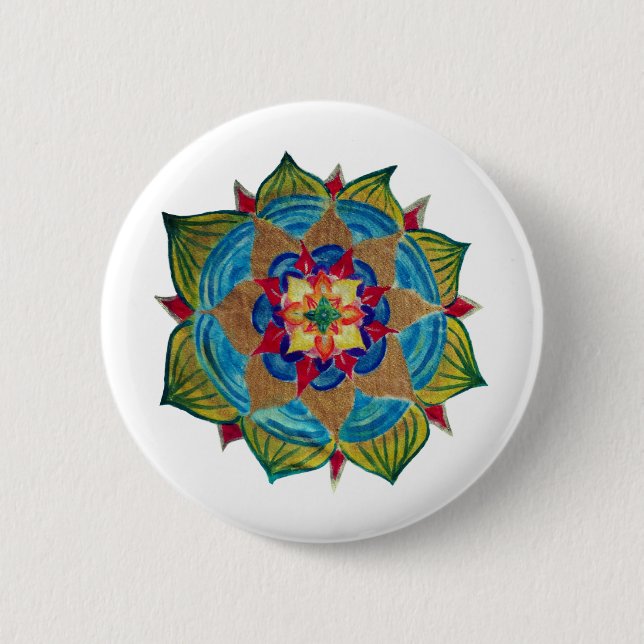 5 Cm Badge Rond Mandala Fleur (Devant)
