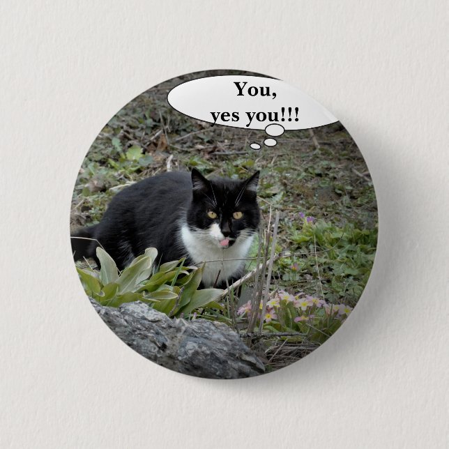 5 Cm Badge Rond Personnalisé Chat Drôle (Devant)
