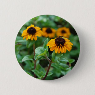 5 Cm Badge rond photo Fleur Jaune