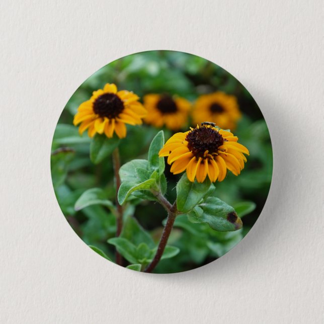 5 Cm Badge rond photo Fleur Jaune (Devant)