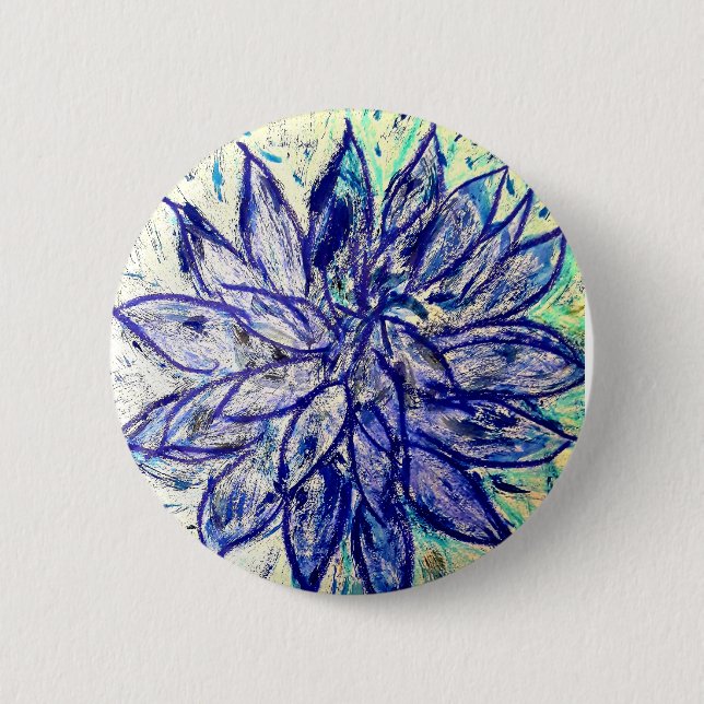5 Cm Badge rond rare dalhia bleue (Devant)