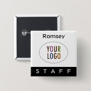 5 Cm Épingle du personnel Nom Badge avec bouton Carré L