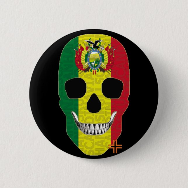 5 Cm HANDSKULL Bolivie Badge rond noir B2 (Devant)