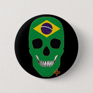 5 Cm HANDSKULL Brésil Badge rond noir B2
