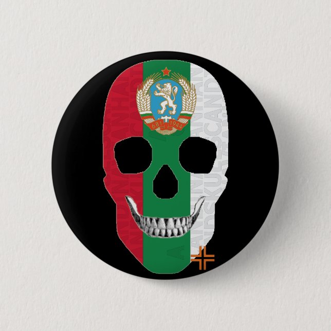 5 Cm HANDSKULL Bulgarie Badge rond noir B2 (Devant)