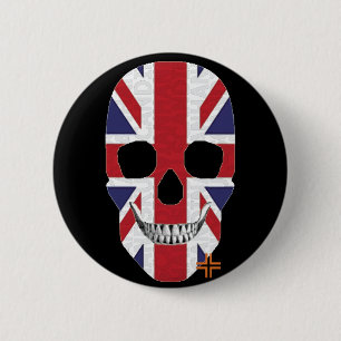 5 Cm HANDSKULL Grande-Bretagne Badge rond noir B2
