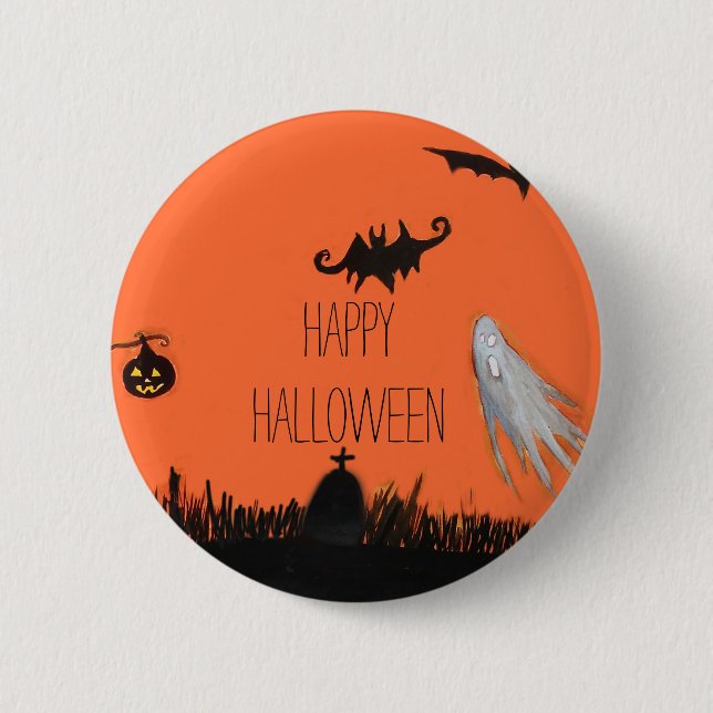 5 Cm Joyeux badge rond d'illustration Halloween (Devant)