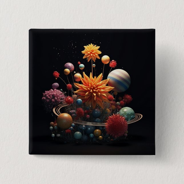 5 Cm Système solaire Badge Carré 15cm (Devant)