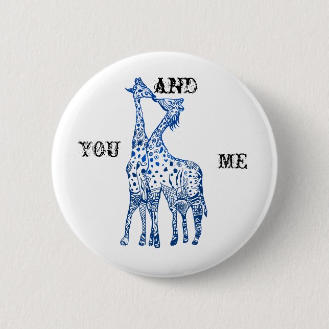 5 Cm Toi et moi Girafes Baiser Badge Rond (Devant)