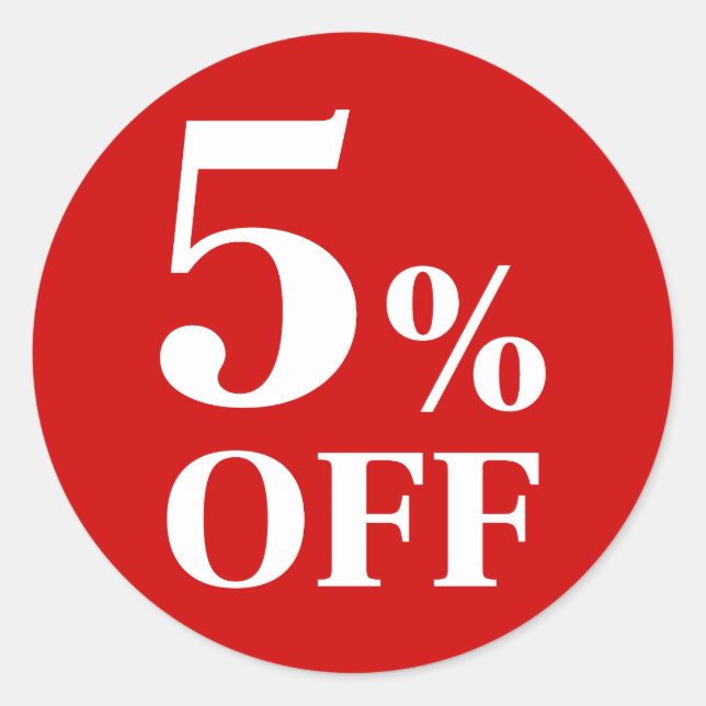5% de réduction Autocollant rond classique à fond  (Devant)