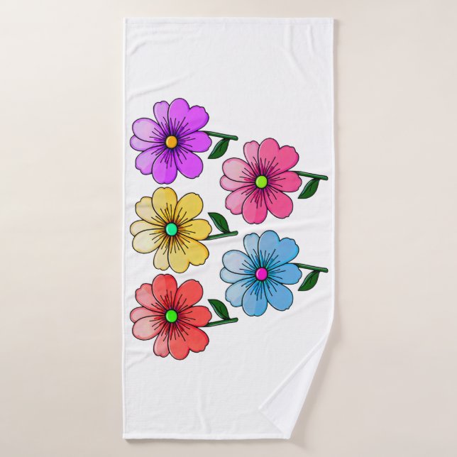 5 Fleurs de couleur (Serviette de bain)