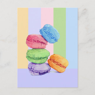 5 Macarons rayures Carte postale