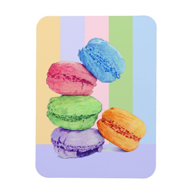 5 Macarons rayures Flexi Magnet (Vertical)