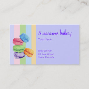5 Macarons stripes Carte de visite de boulangerie