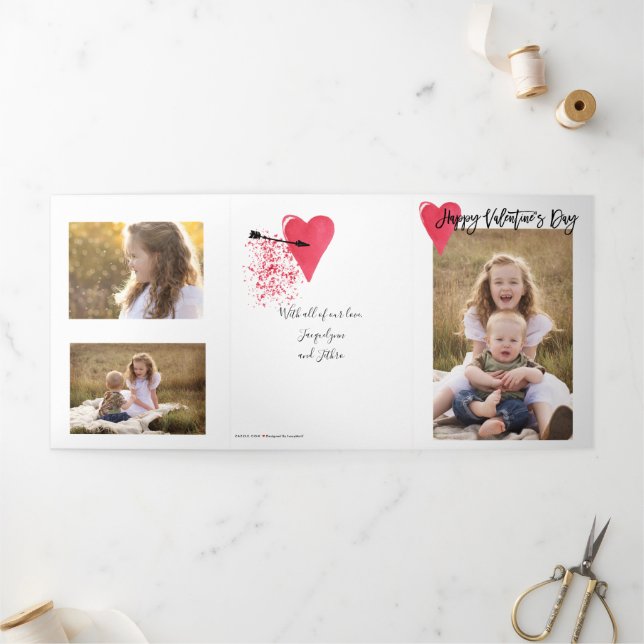 5 Photo Carte Rouge Saint Valentin Triple (Extérieur)