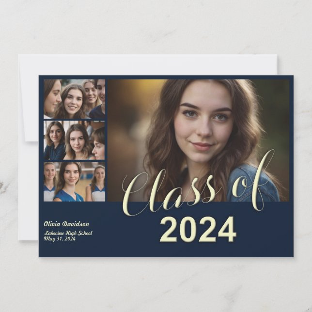 5 Photo Collage de diplôme Carte à Faire-part plat (Devant)