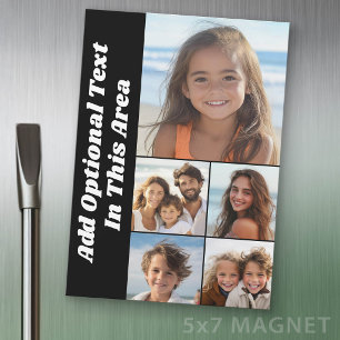 5 Photo Collage Texte facultatif - Noir - Aimant