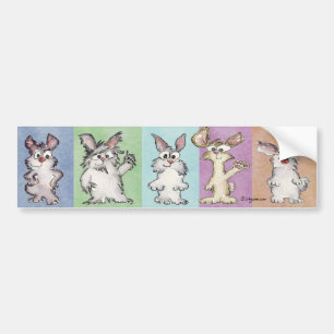5 Stickers pare-chocs Rabbits arc-en-ciel